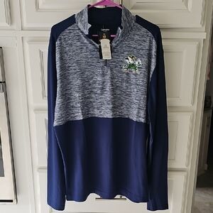 Notre Dame Navy and Gray Men's Quarter-zip Fighting Irish Shirt